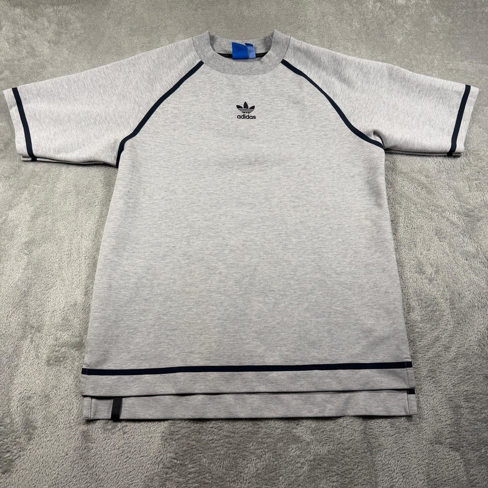 Adidas Shirt Mens Medium Gray Center Trefoil Raglan Crewneck Mid Weight SS
